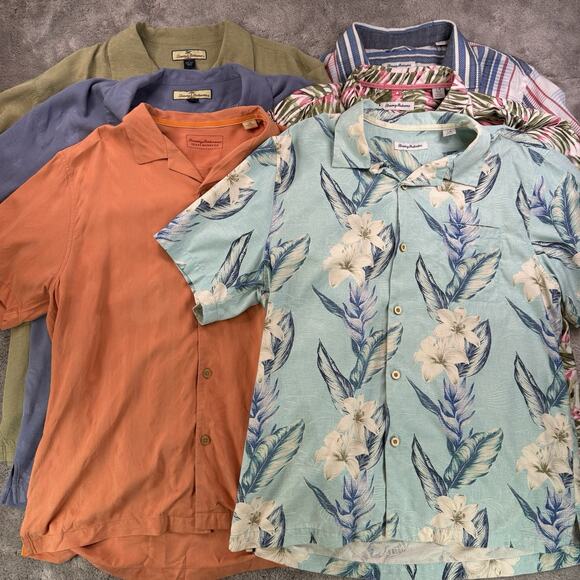 Lot of 6 Tommy Bahama Silk Camp / Resort Shirts Men’s Large Tropical Hawaiian - Picture 1 of 16